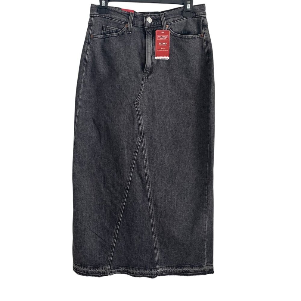 Levi Strauss Signature Jupe Maxi Jean Skirt Gray S4 NWT​